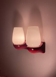 Pair of vintage Italian Greggio Space Age wall lights 60/70 opalines Made
