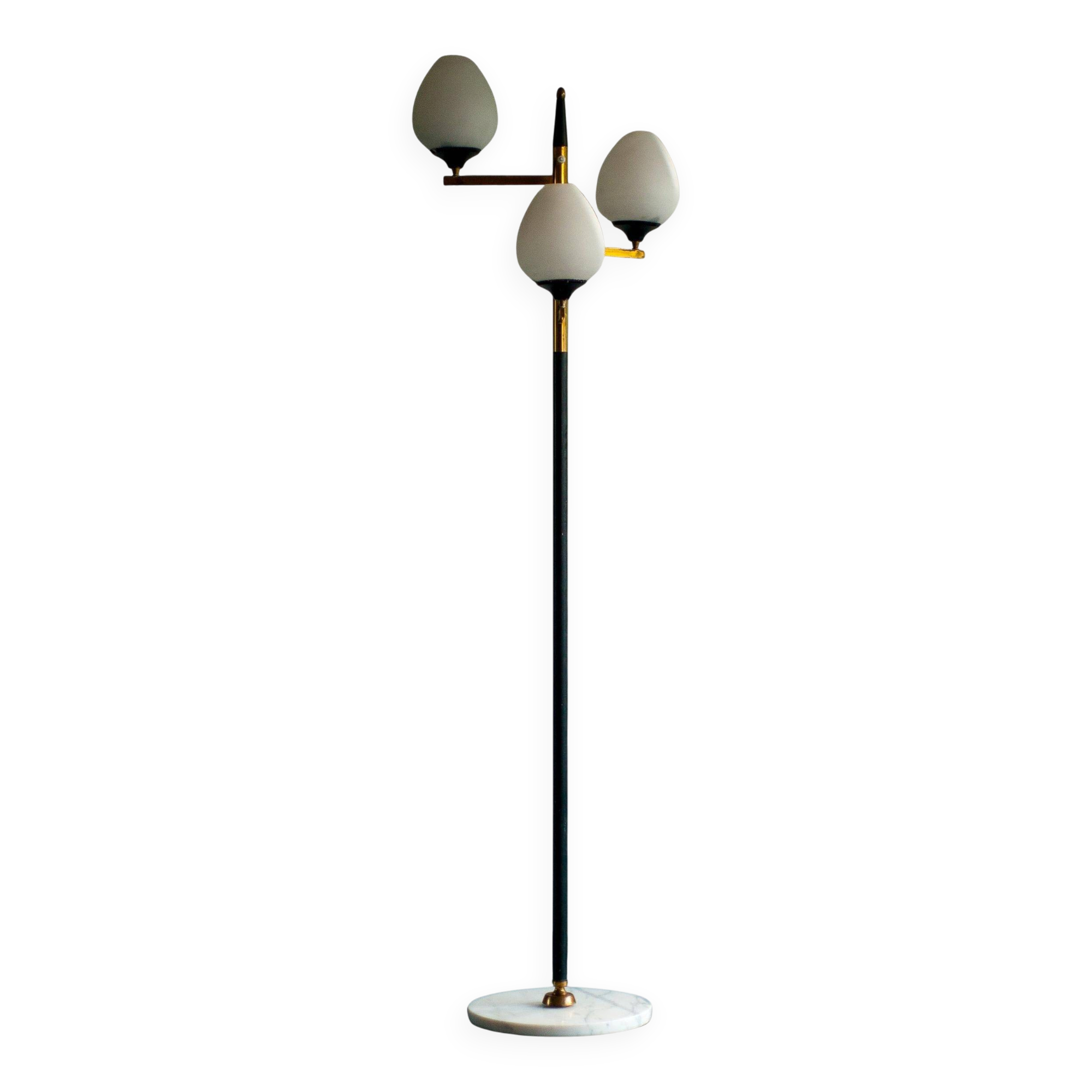 Arredoluce floor lamp in polished brass and Carrara marble, 1960s