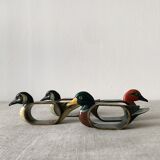 4 wooden napkin rings in the shape of a duck, made by Thiriet in France