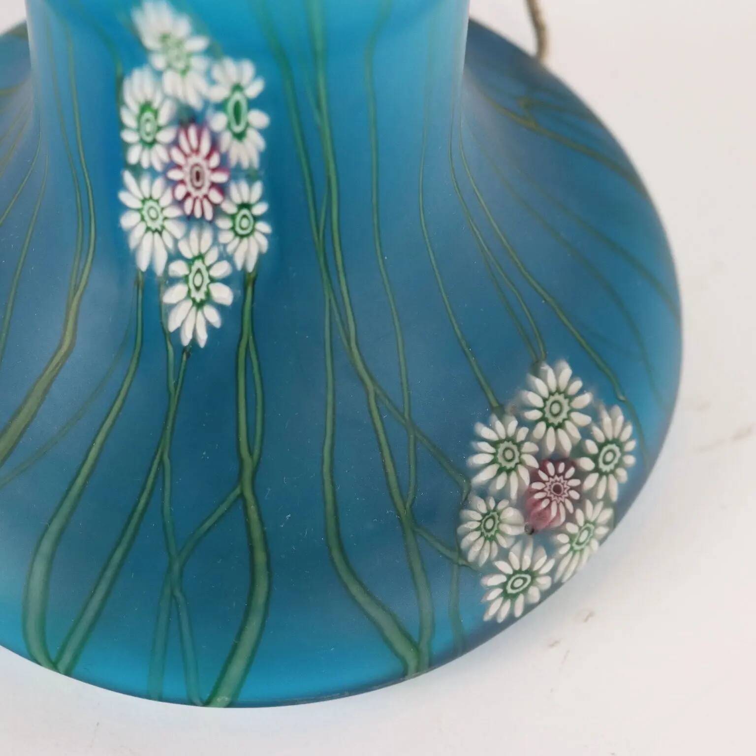 Lampe de table vintage années 1950 Millefiori par F.lli Toso en verre, Italie