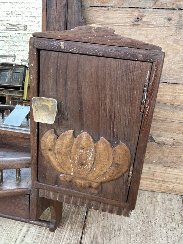 Miroir de barbier en teck birman