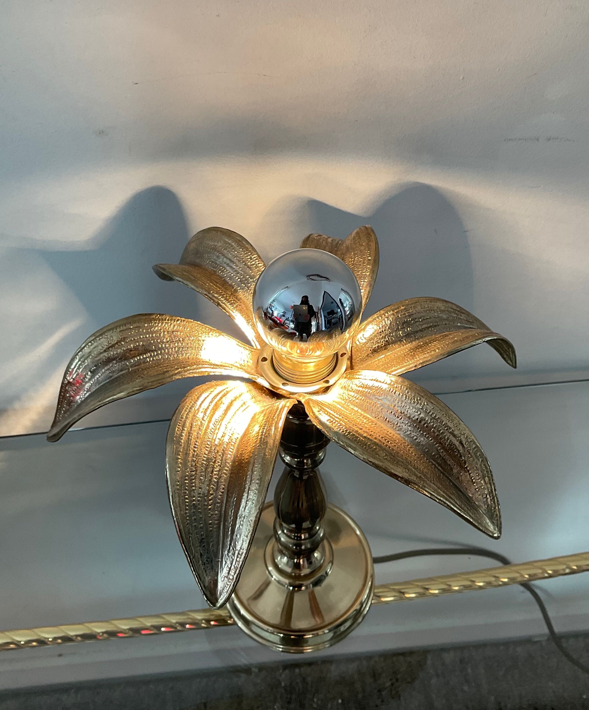 Golden palm lamp from the 70s
