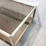 Vintage brass coffee table, mirror and smoked glass