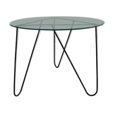 Vintage glass and metal tripod table