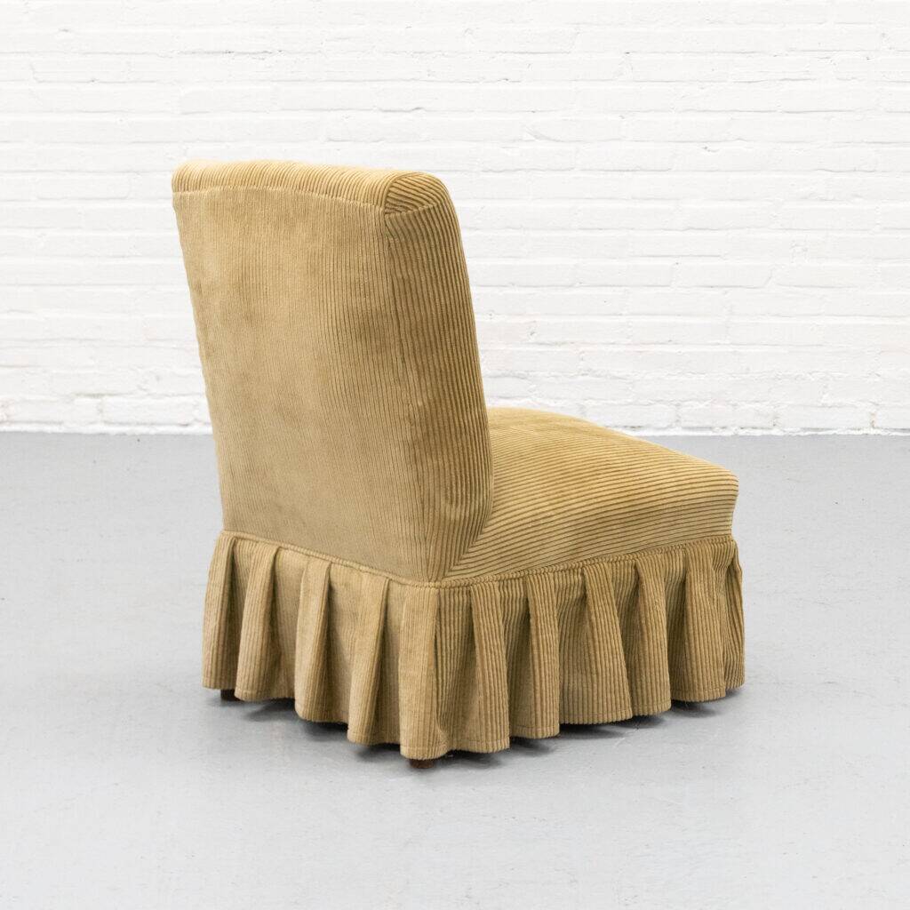 Beige corduroy crapaud lounge chair 1960s