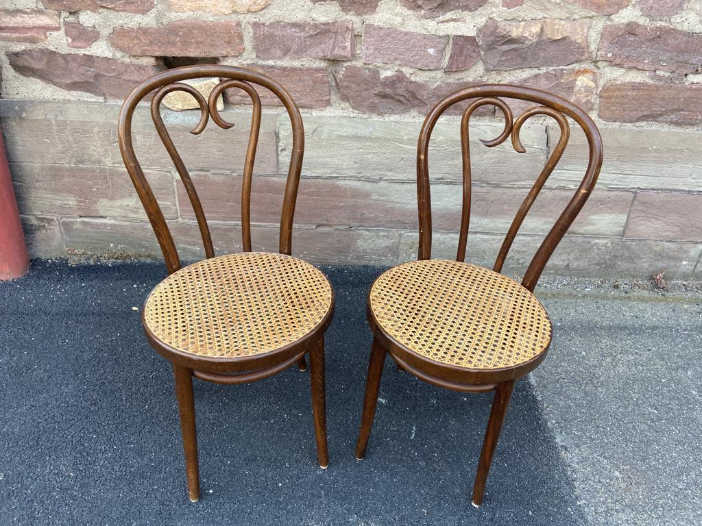 Pair of chairs bistro coffee wood curved