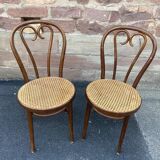 Pair of chairs bistro coffee wood curved
