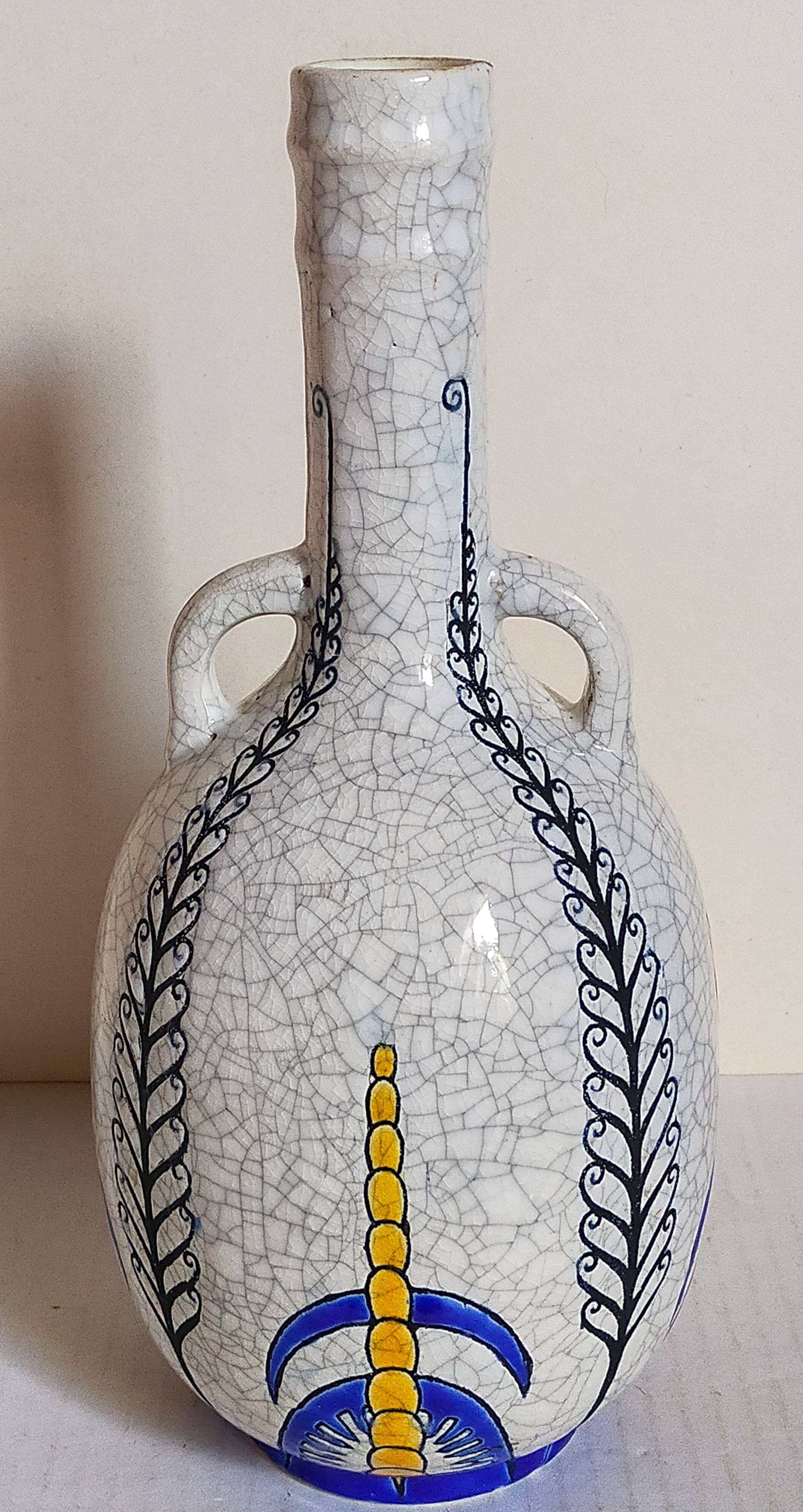 Soliflore bottle vase in fine earthenware boch frères la louvière-keramis early 20th century