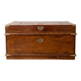 Vintage wooden and brass chest bar cabinet.