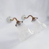 Antique swan neck and glass wall lights