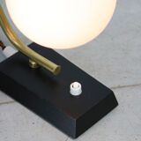 Mid-century Table Lamp in Brass & Opaline