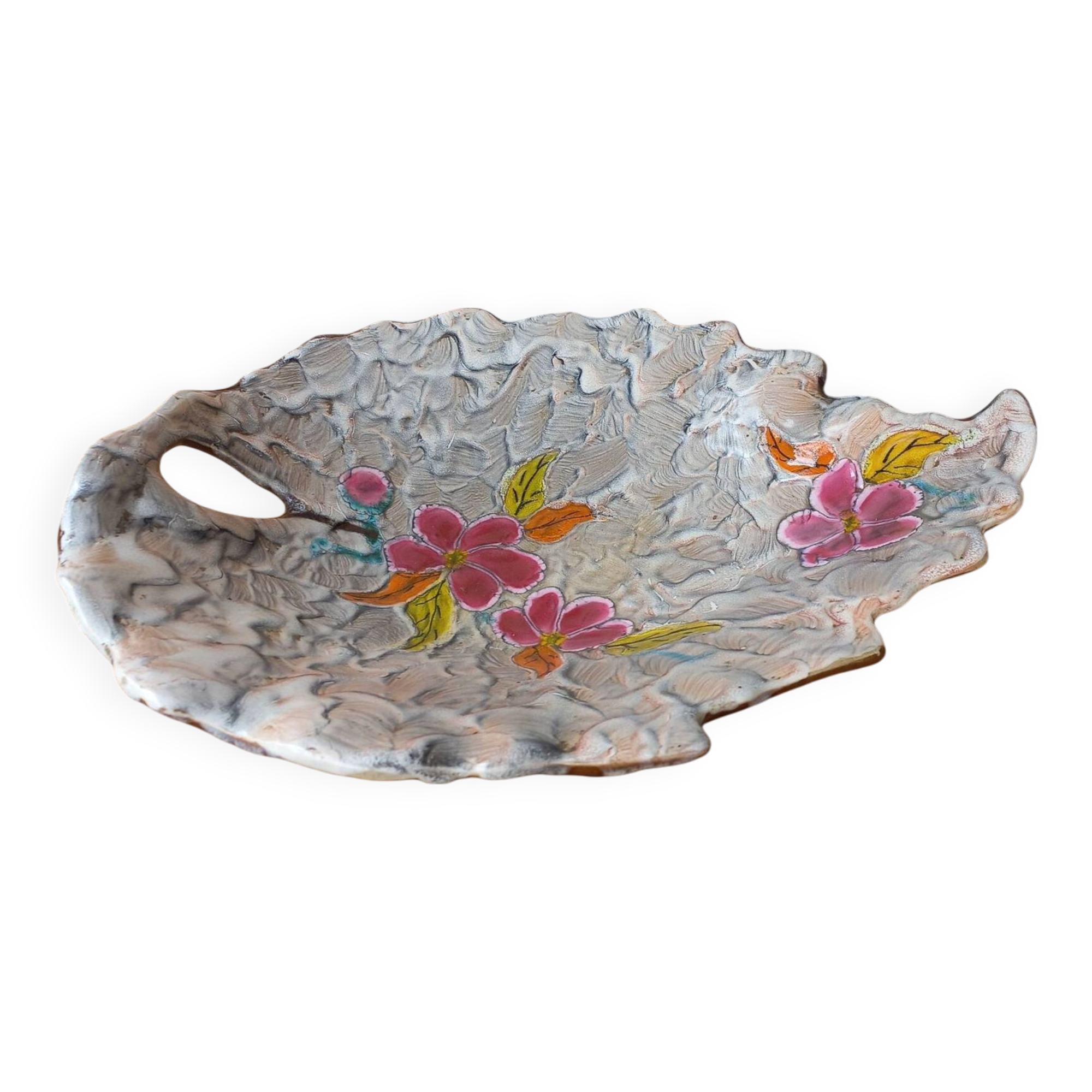 Vintage Vallauris style empty pocket fruit bowl