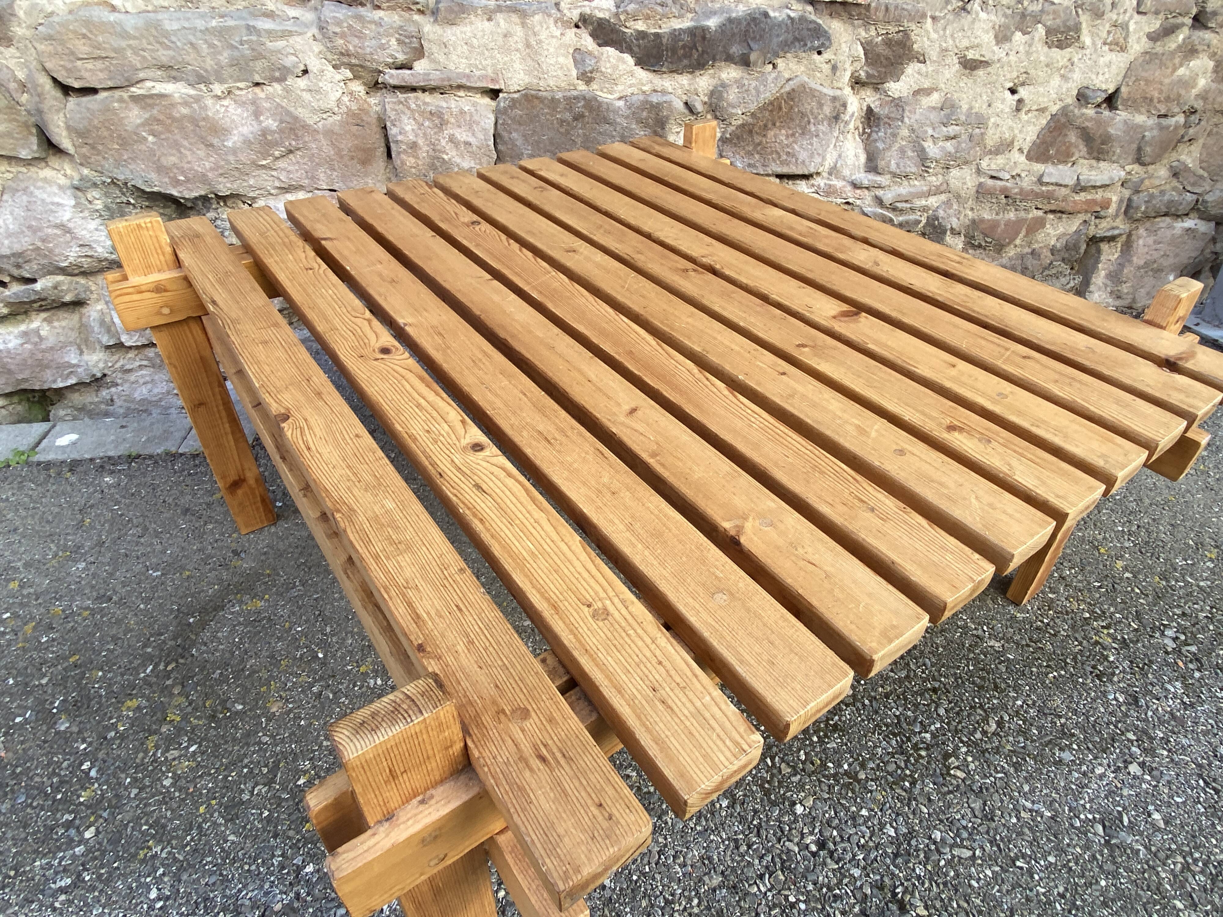 Scandinavian style coffee table, vintage pine, 1970s bohemian decor