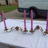 Pair of Bronze Candlesticks with 2 Arms of Lights