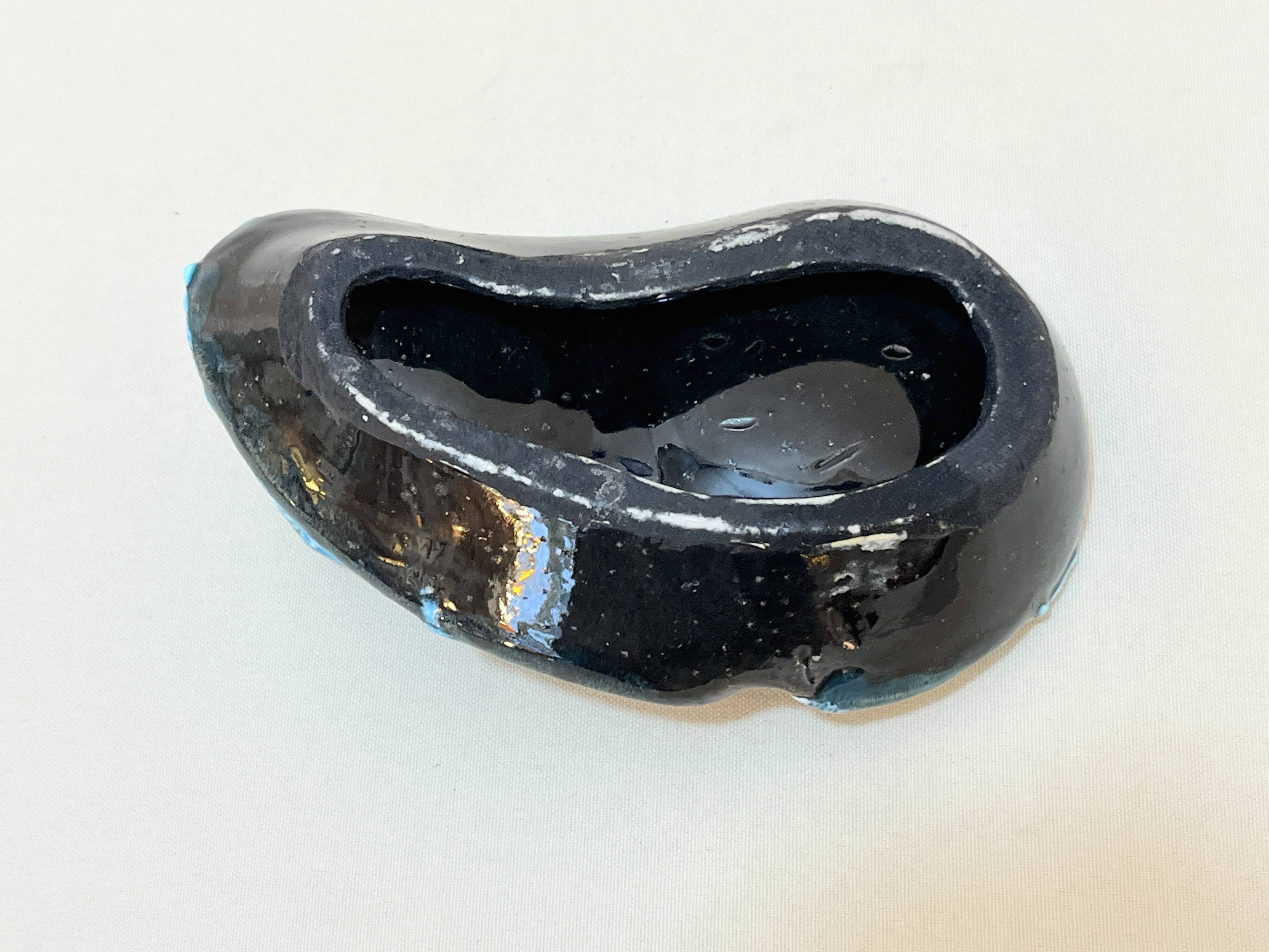 Candle holder ashtray blue fat lava glacier enamels cyclops ceramic pottery Annecy