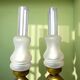 Pair Portuguese rustic brass table lamps