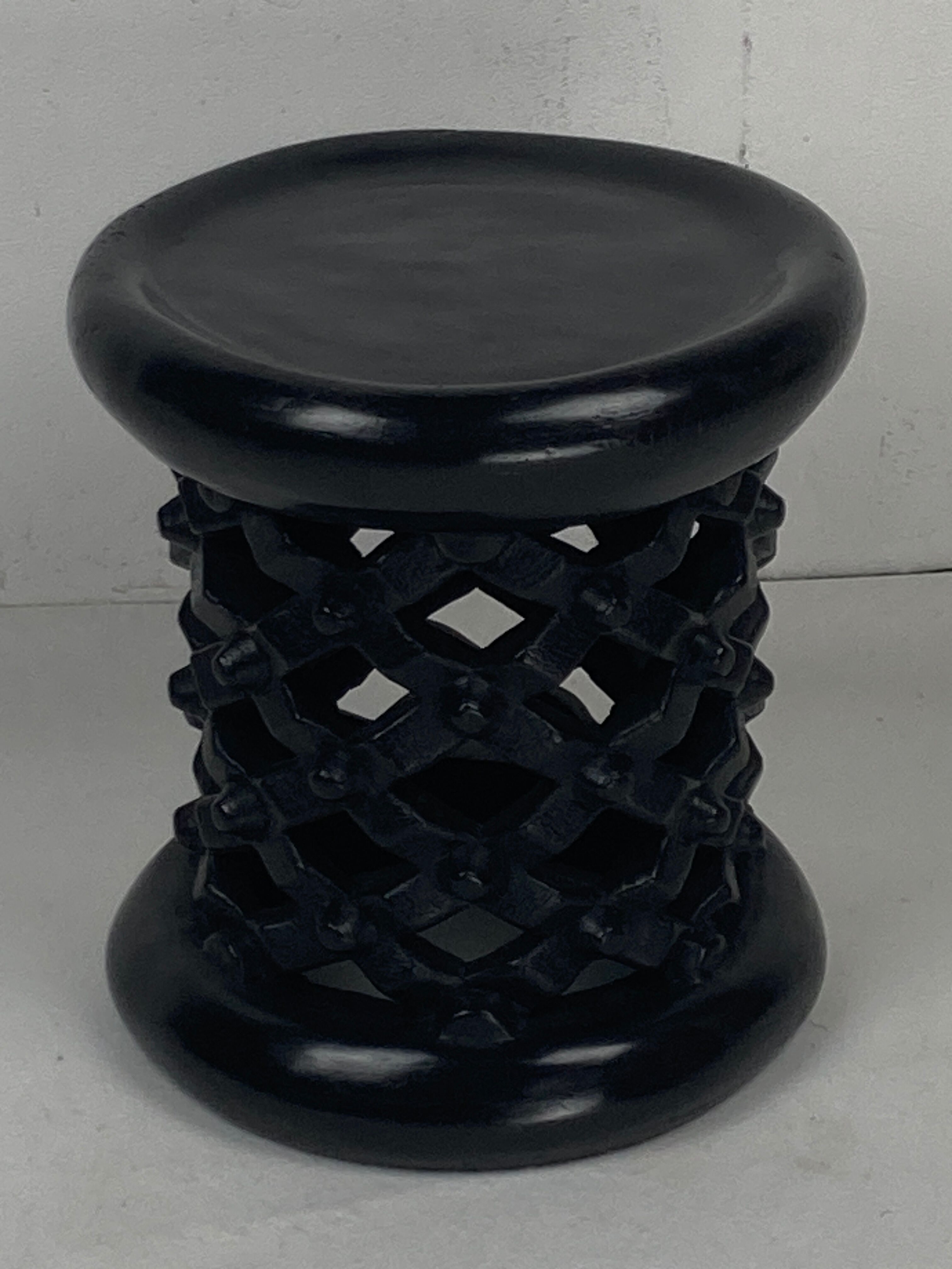 African ebonised Bamileke low stool, Cameroon, 1970s