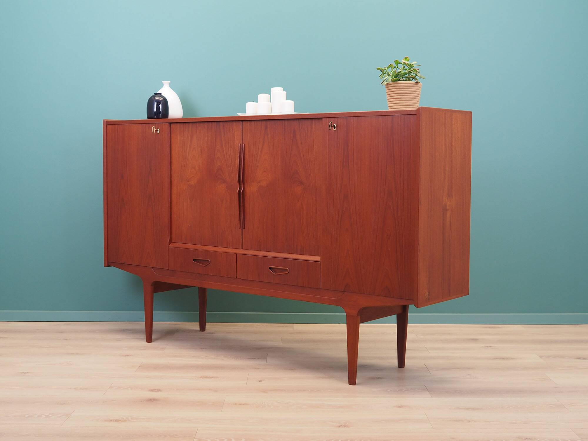Teak highboard, Danish design, 1960s, production: Denmark