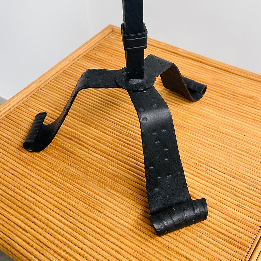 Hand-forged wrought iron candlestick stand, mid-20th century