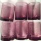 6 Straight bubbled glasses purple mouth blown glass