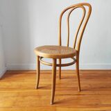 4 chaises de bistrot anciennes dépareillées bois et cannage
