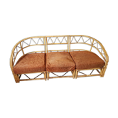 Vintage rattan sofa 3 seats - 3 modules - seat and Chair bed possibility