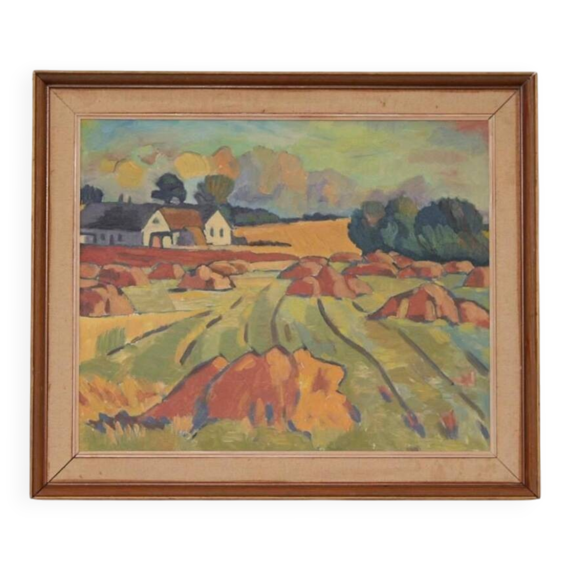 Original Swedish Oil on Canvas – “Landskap” – Vintage & Framed