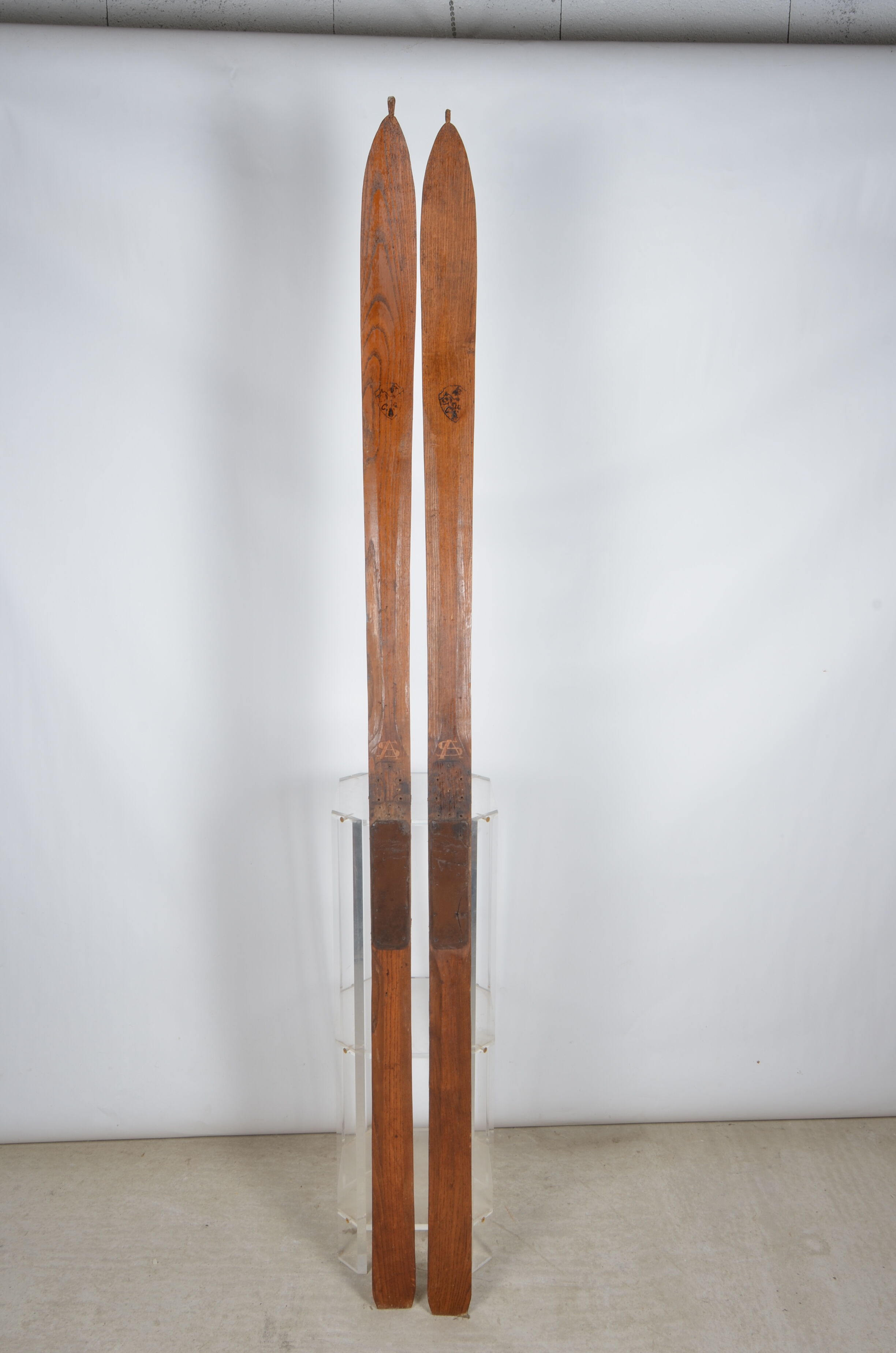 Pair of wooden skis