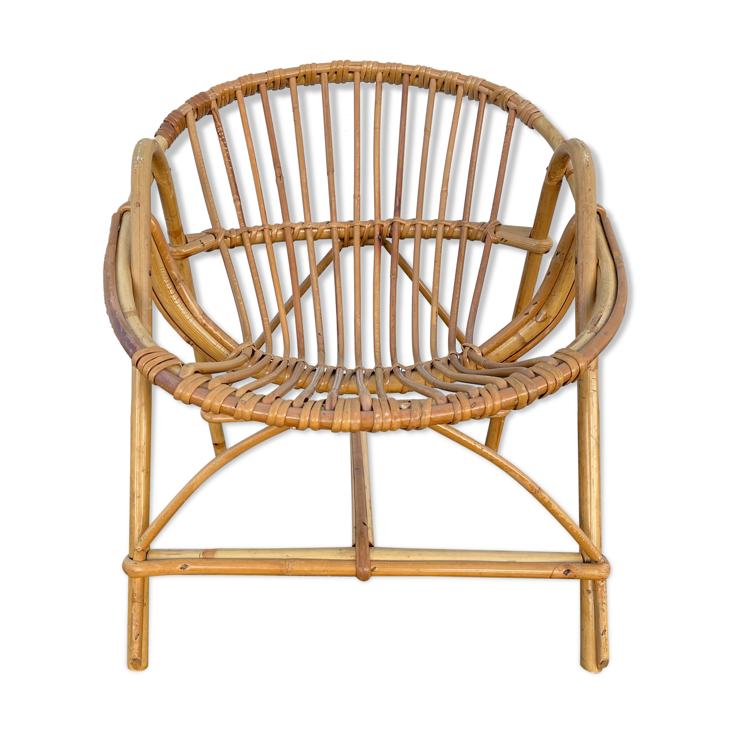Armchair child wicker shell 70s