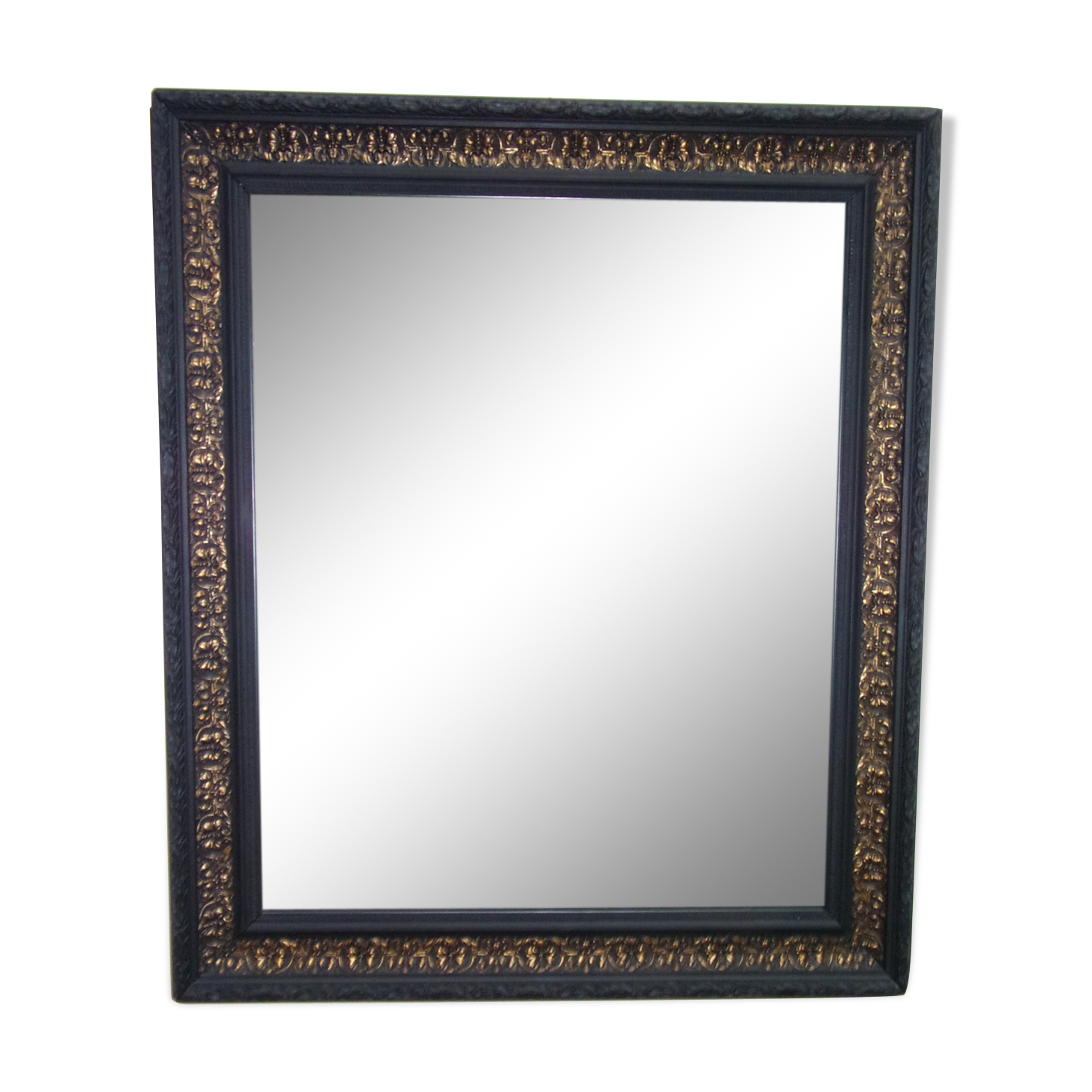 Mirror frame old 80x68 cm wood and stucco restyled black and gold