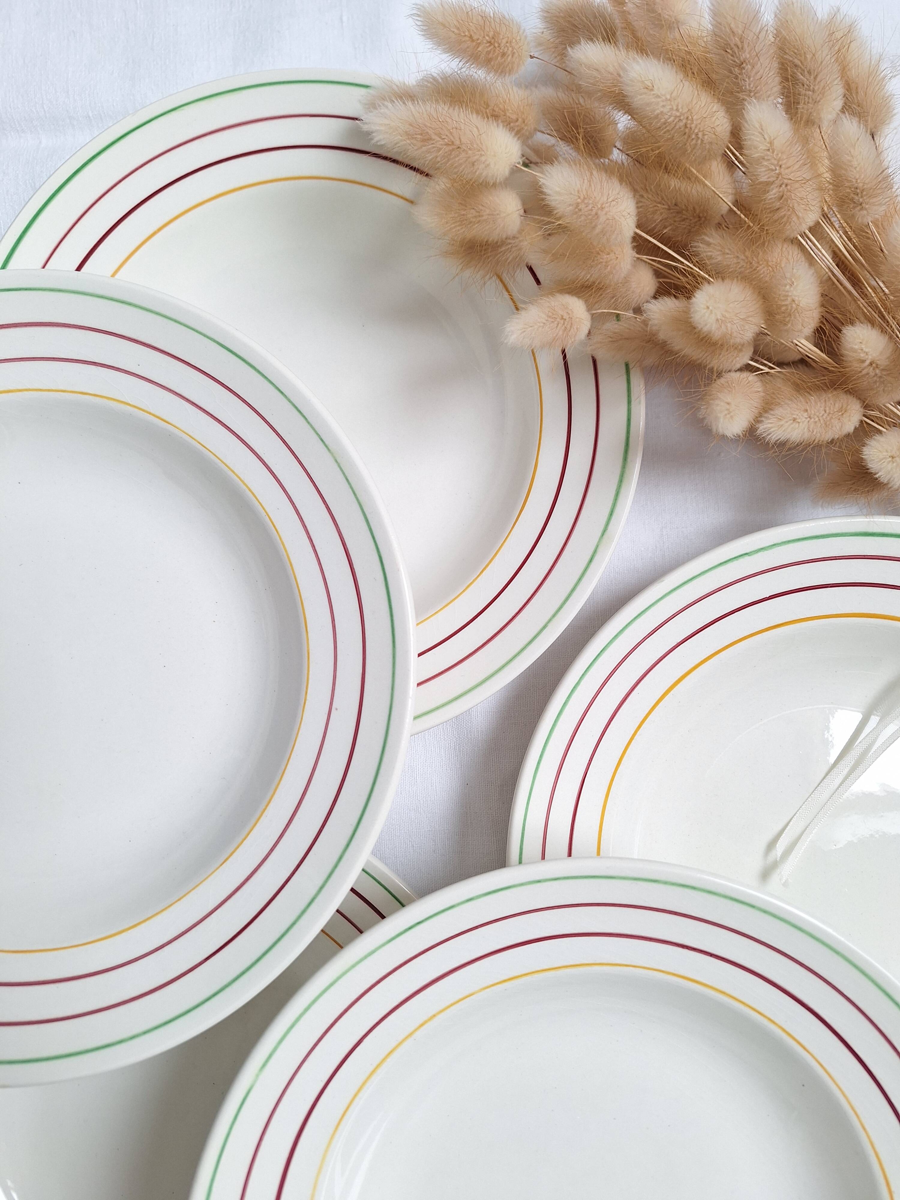 6 Assiettes creuses Gien modèle Jean vintage