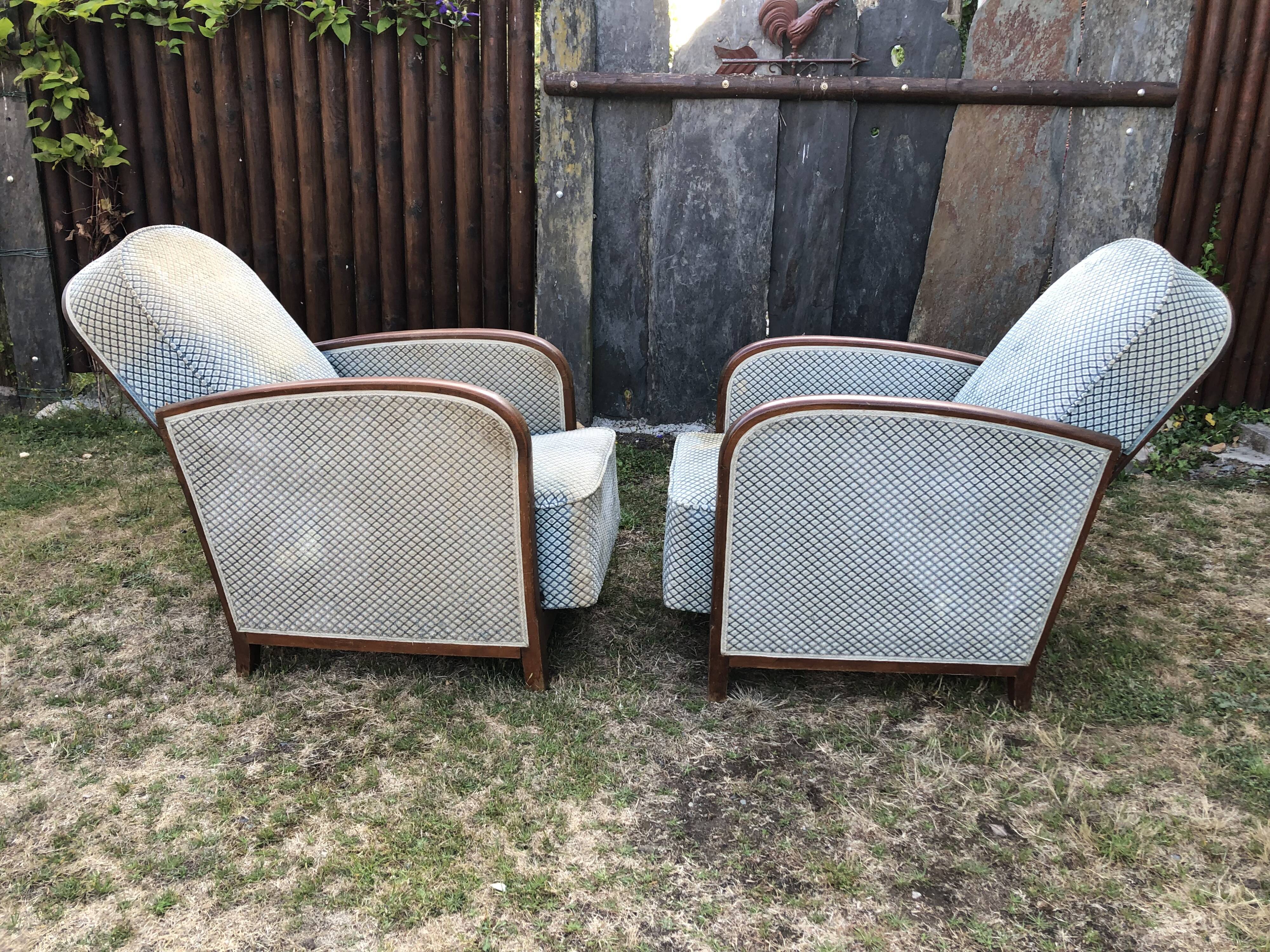 Duo de fauteuils club vintage