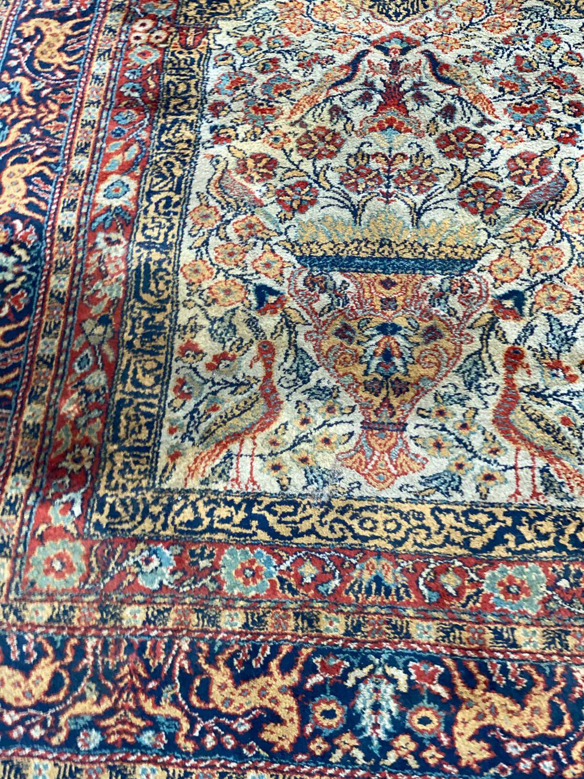 Authentic Persian Lahore rug in burgundy wool 135x200cm