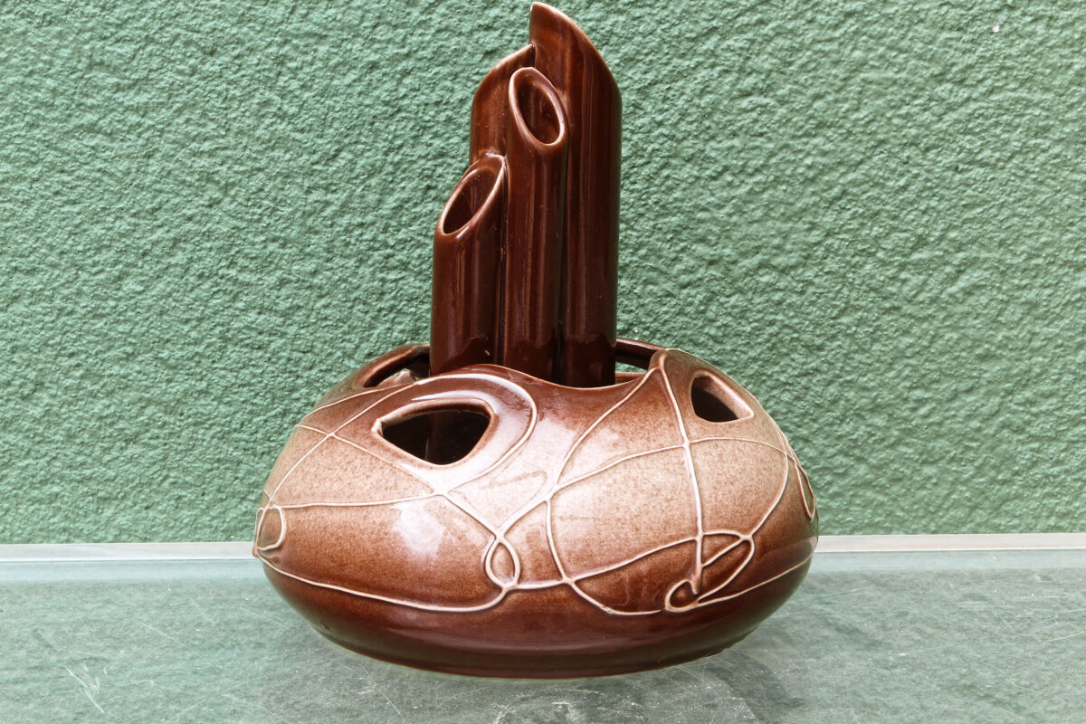 Ceramic vase, flower holder, ikebana, signed, 1960s