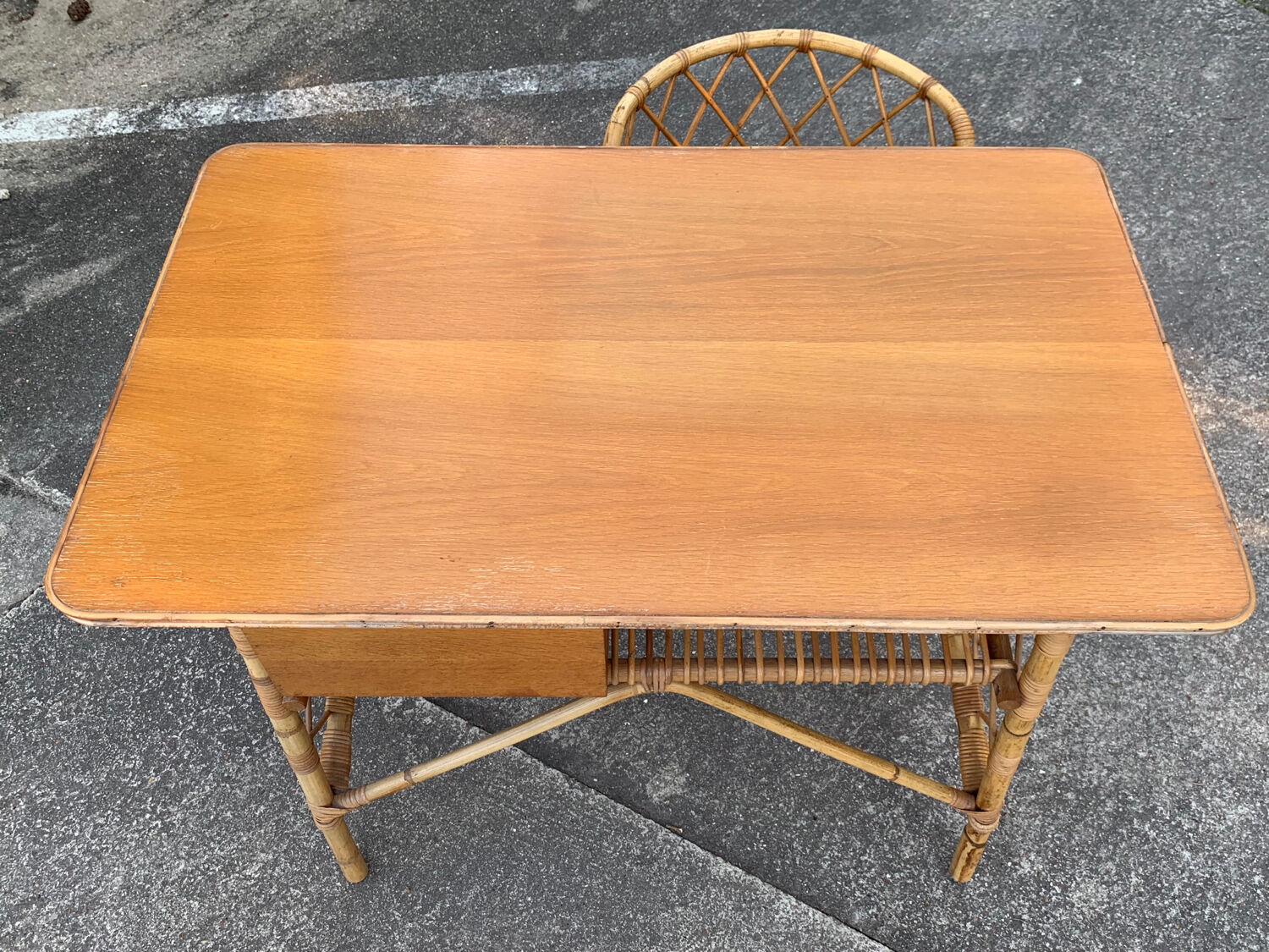 Rattan desk and chair 1960