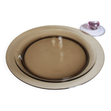 Set of 6 Vereco smoked glass dinner plates