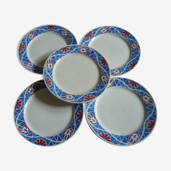 Set de 5 assiettes en faience Sarreguemines modèle Robinson