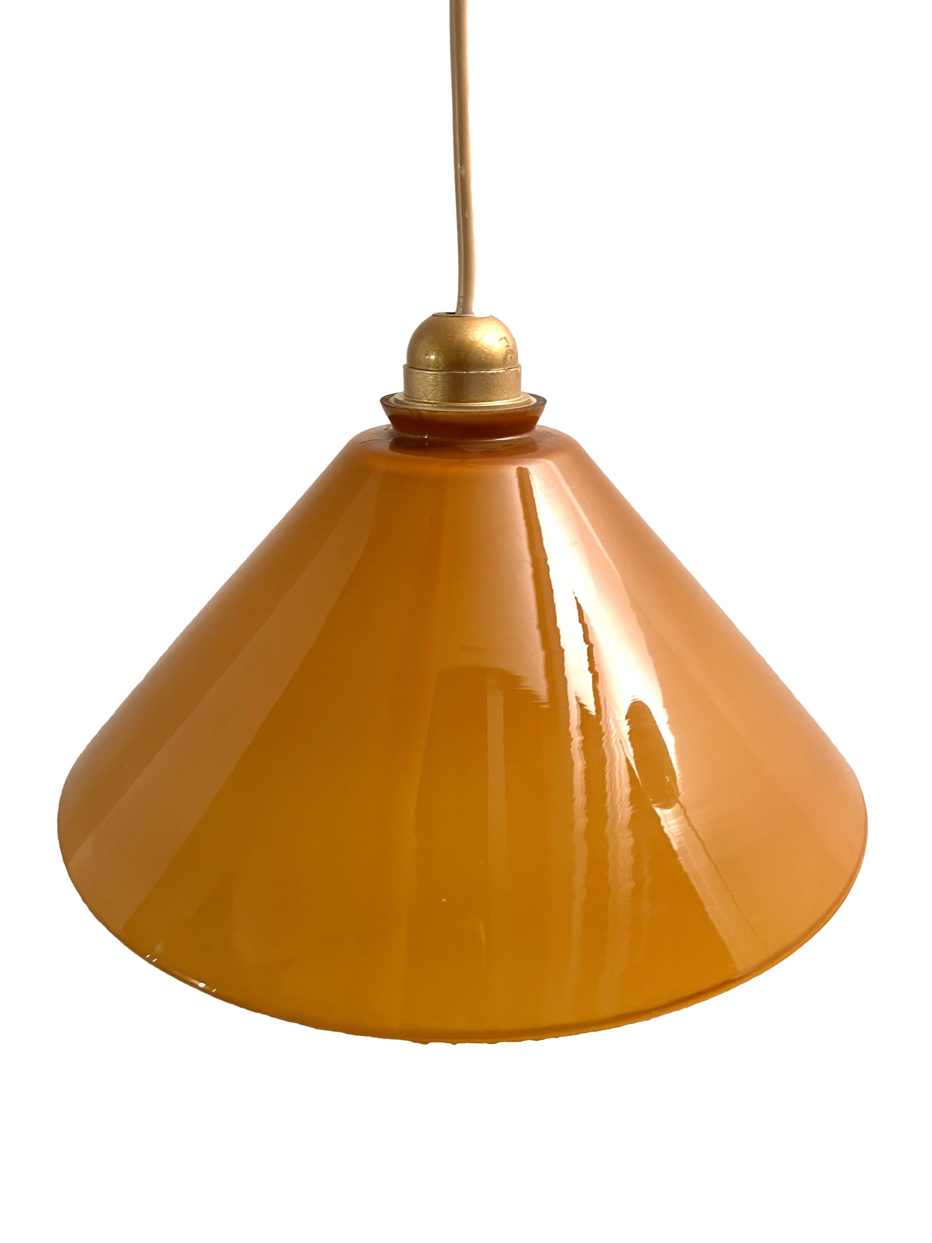 Caramel-colored opaline glass pendant light