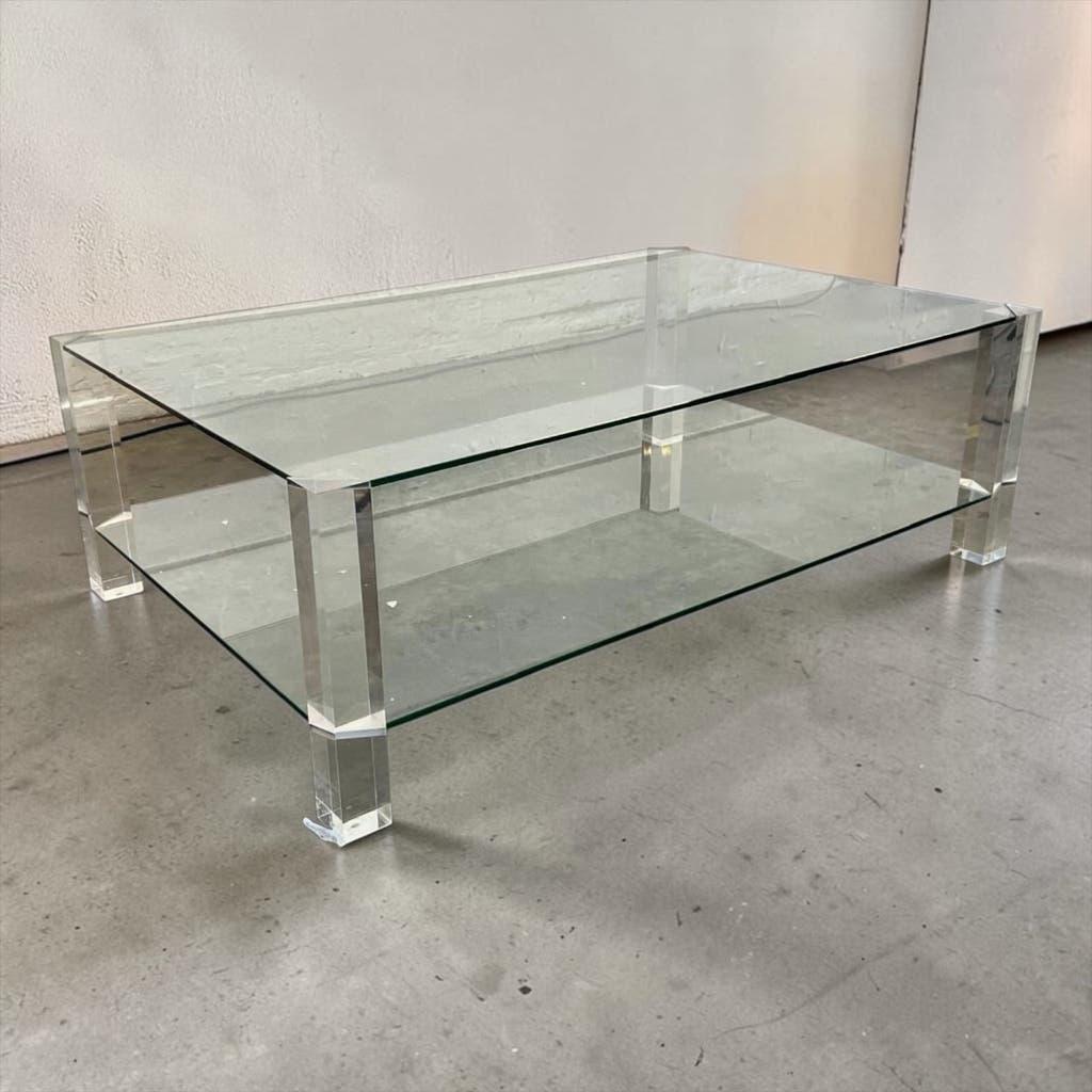 Table basse vintage en verre/acrylique « La Haye »