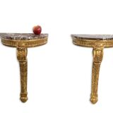 Pair of Louis XVI style consoles from the Napoleon III period. Circa 1880.