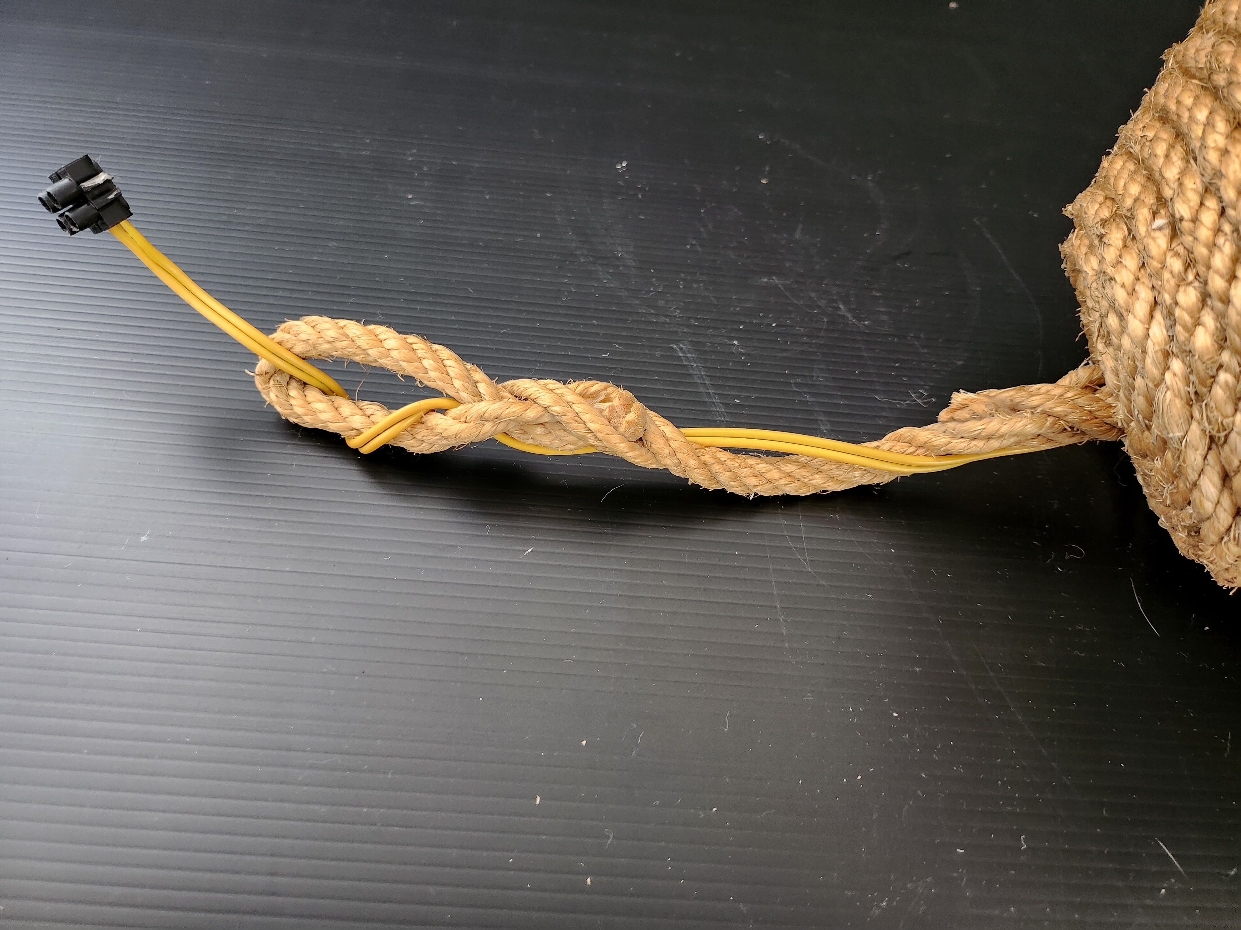 Vintage rope & rotaflex hanging lamp 1950