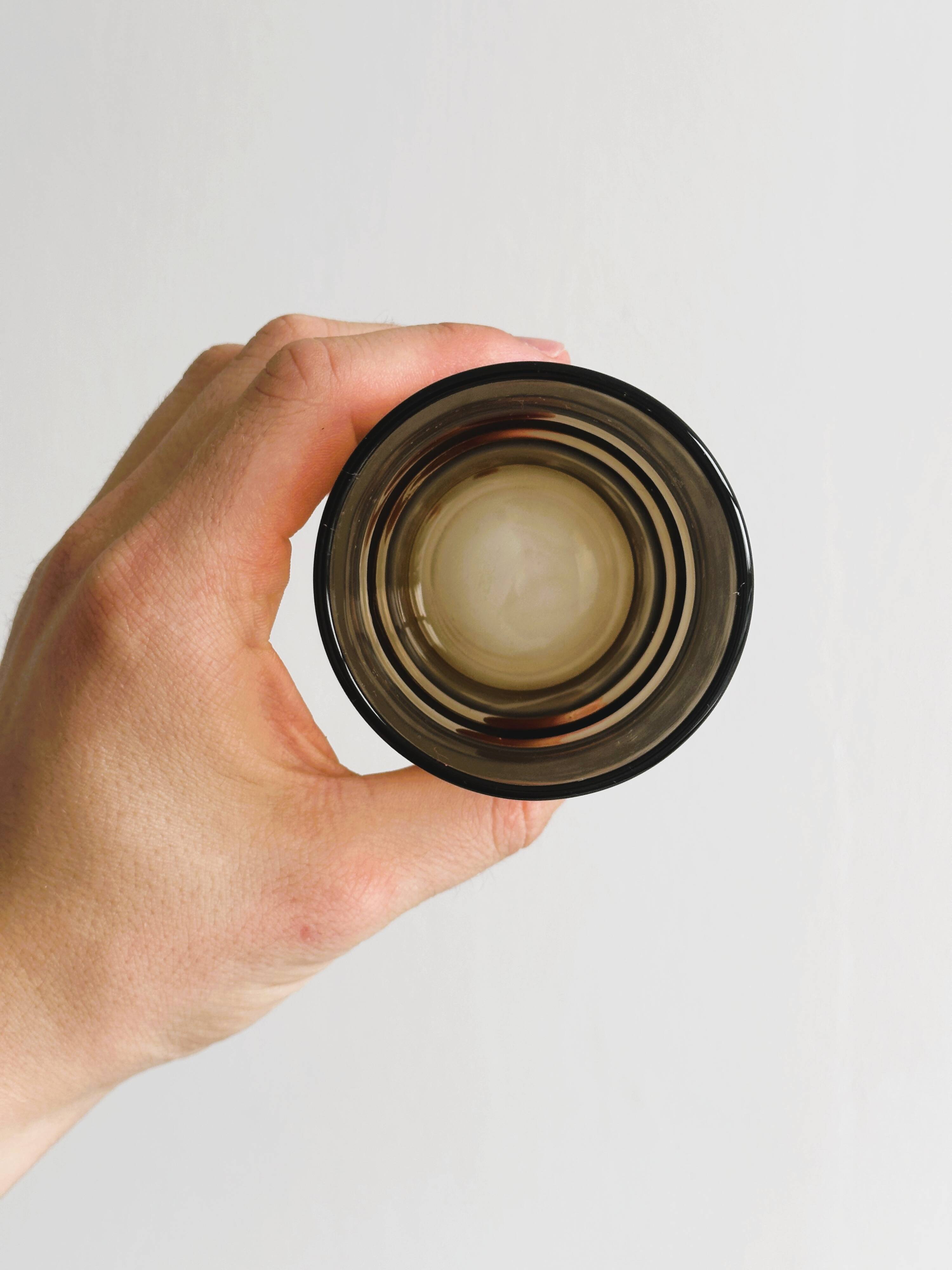 Set of 8 vintage thick smoked glass glasses