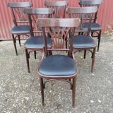 Set of 6 vintage black leatherette bistro chairs