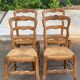 4 Louis XV chairs in solid blond oak and straw wood with shell sculptures