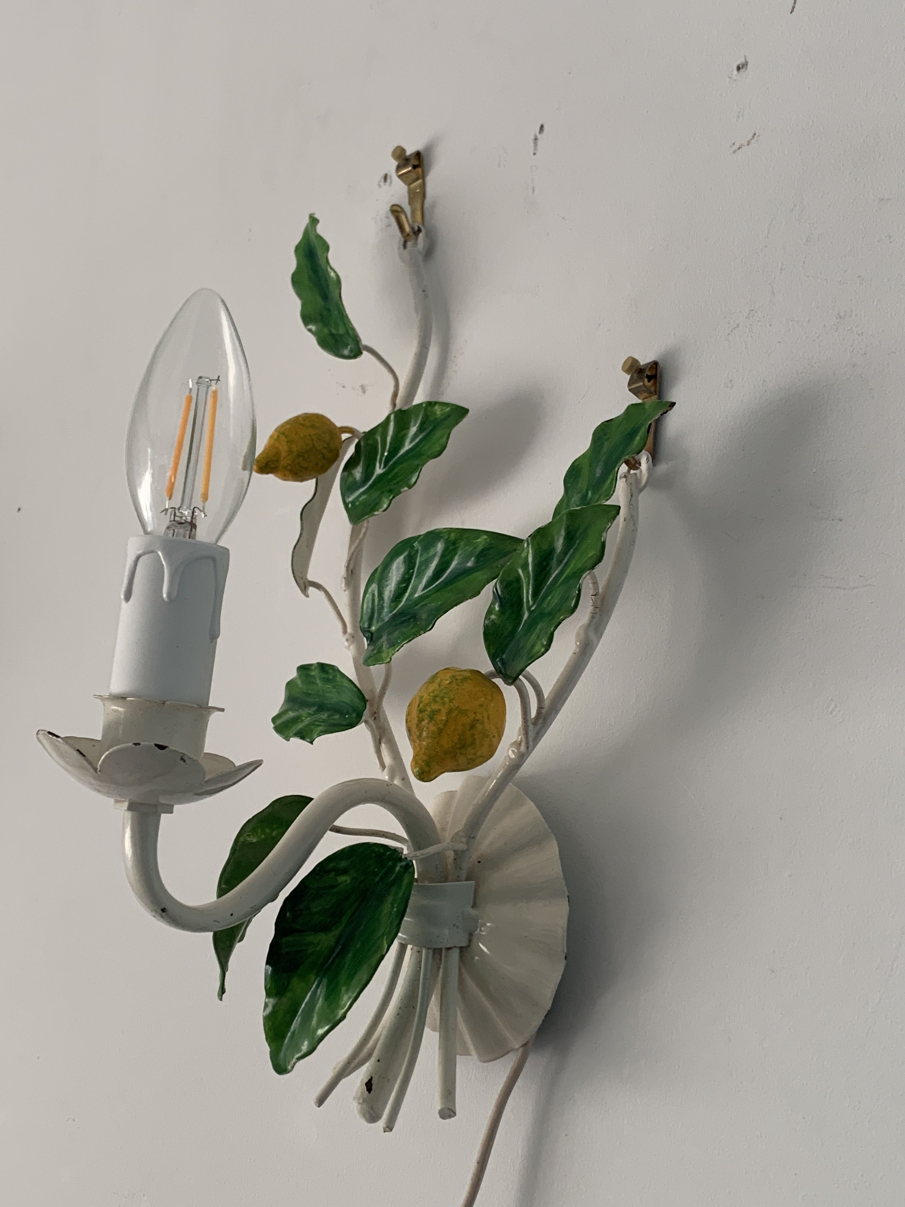 Pair of Italian metal lemon sconces, Firenze House, 1970