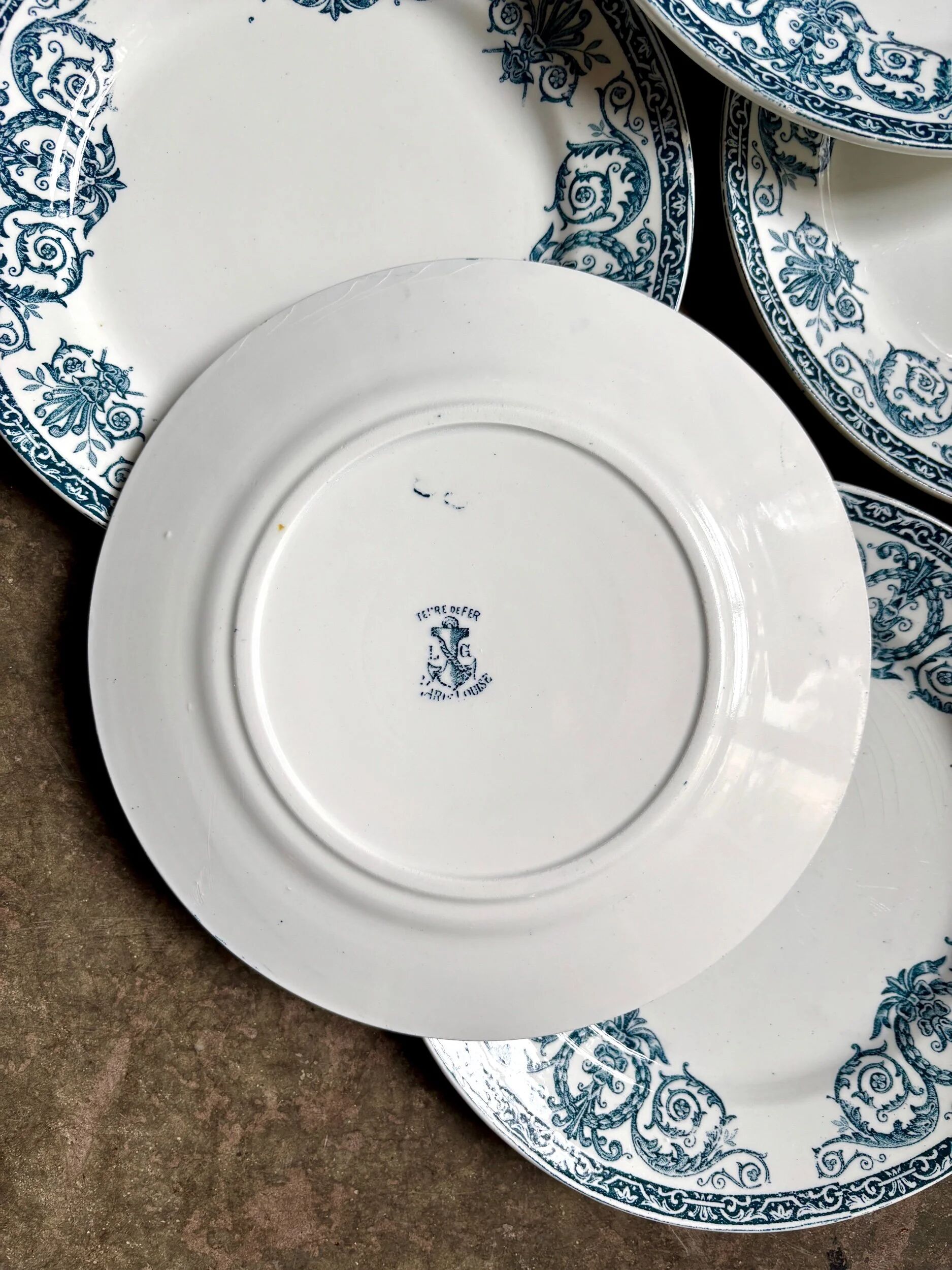 6 dessert plates Léon Graves in ironstone, "Marie-Louise" service