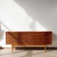 Vintage zebrano and walnut furniture from Morris of Glasgow.