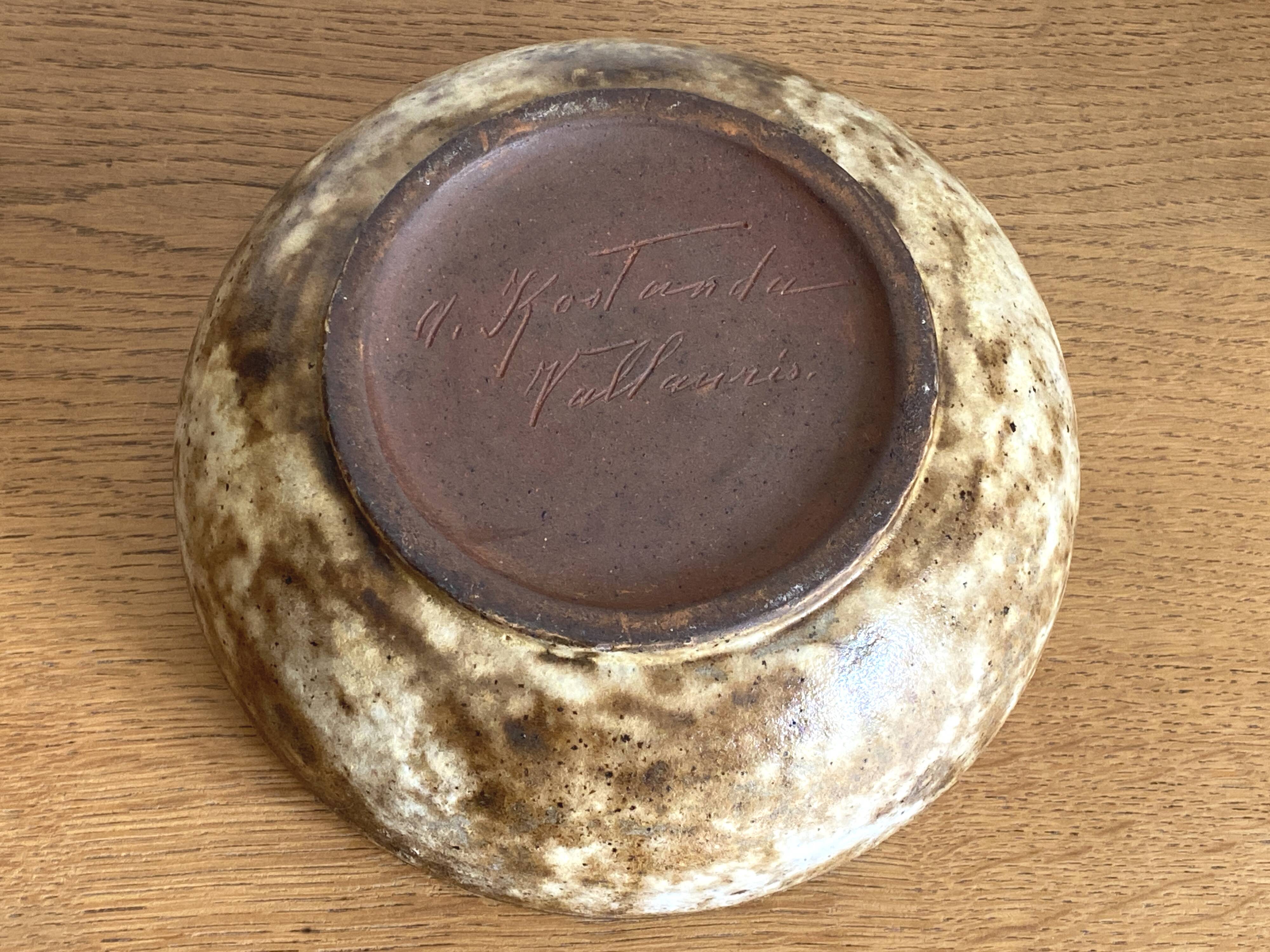 Large enamelled ceramic bowl signed A. Kostanda in Vallauris in perfect condition