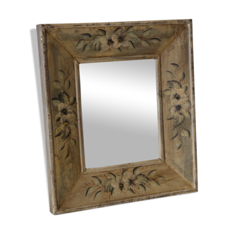 Mirror in rectangle wood painted floral hand