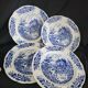 Lot de 4 assiettes en porcelaine Pyroblan au décor vintage bleu et blanc